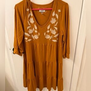 LAST CHANCE! yellow/orange fall dress. Large, knee length, cotton LAST CHANCE!